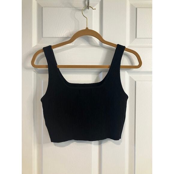 House of Harlow - Sculpt Contour Ribbed Crop Top Black Women's Size Medium - Picture 1 of 8